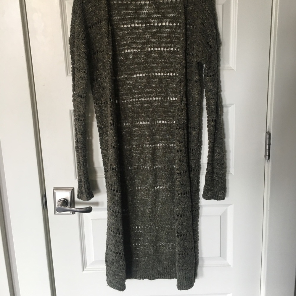 Olive green duster sweater